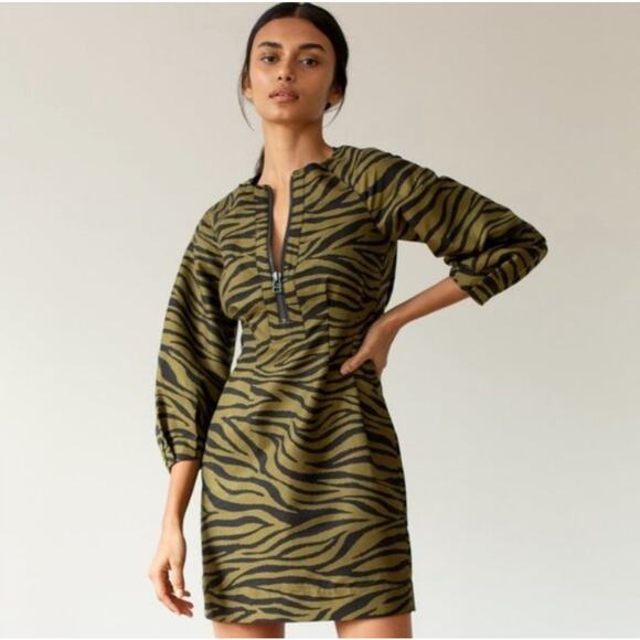 VERONICA BEARD Navi Olive green Black Animal Print Mini size 2 / xsmall - Picture 1 of 12